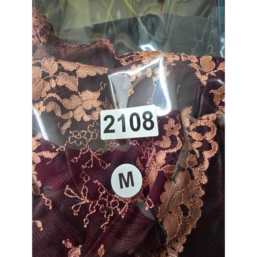 Wishlist Burgundy Rose Floral Lace Bralette T-Back Racerback Womens Medium